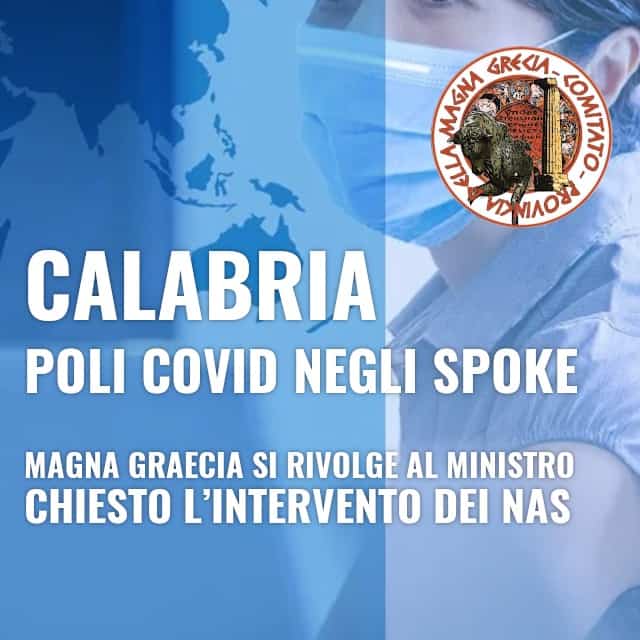 CALABRIA, POLI COVID NEGLI SPOKE MAGNA GRAECIA SI RIVOLGE AL MINISTRO. CHIESTO L’INTERVENTO DEI NAS