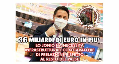 RECOVERY FUND, APPELLO AL PRESIDENTE CONTE. OCCASIONE PROPIZIA PER L’ARCO JONICO